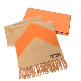 Écharpe Chevron Casaque Hermès Marron Orange