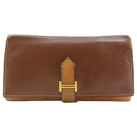 Hermès Hermes Bearn Soufflé Long Wallet Brown