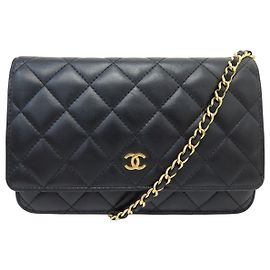 CHANEL WALLET ON CHAIN O-MINI A33814 IN QUILTED LEATHER WOC BAG Black