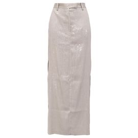 Jupe maxi en acétate beige ornée de sequins Brunello Cucinelli Beige