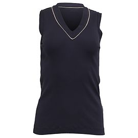 Top de algodón azul marino con adornos de cuentas Brunello Cucinelli Azul Azul marino