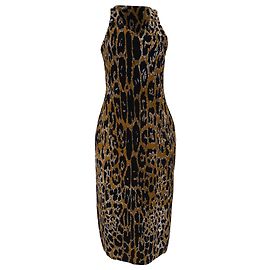 Vestido midi de malha com estampa de leopardo Alaïa em viscose com estampa animal Outro