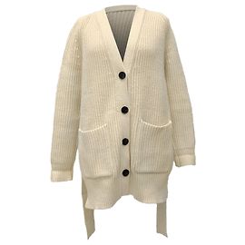Strick-Button-Down-Cardigan aus ivory Baumwolle von Proenza Schouler Weiß Roh