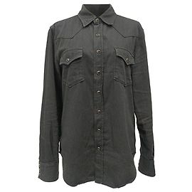 Saint Laurent Button-Down-Hemd aus schwarzer Baumwolle Schwarz