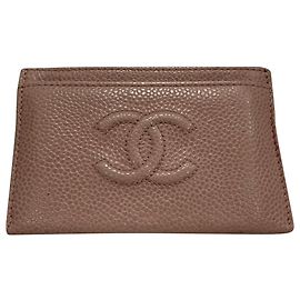 Chanel CC Card Holder in Pink Caviar Leather Brown Pink