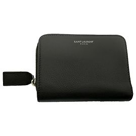 Saint Laurent Rive Gauche Compact Zip Geldbörse aus grauem Leder Grau