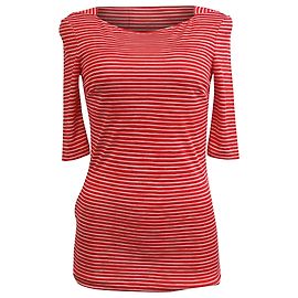 Top à rayures Prada à manches 3/4 en coton rouge Rouge