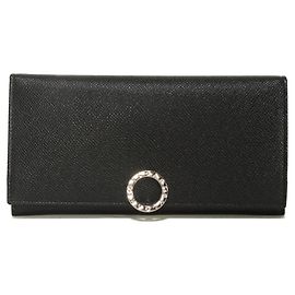 Bulgari Bvlgari Black Leather Long Wallet Black