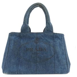 Bolsa tote Canapa Prada em denim marrom Marrom