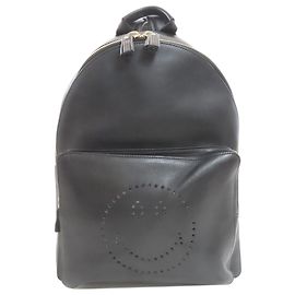 Anya Hindmarch Smiley Leather Backpack Black