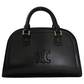 Céline Celine Triomphe Leather Handbag Black
