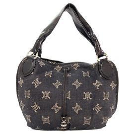 Céline Celine Macadam Denim Handbag Black