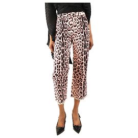 Roberto Cavalli Capri en denim imprimé léopard rose - taille UK 10 Rose
