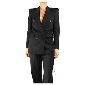 Saint Laurent Blazer preto acolchoado com ombreiras - tamanho UK 8 Preto