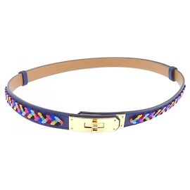 Hermès Hermes Kelly Samt Gürtel 18mm Marineblau