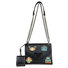Bolsa de Ombro Monocromática Prada Preto