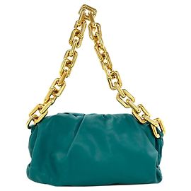 Bolsa de ombro de couro verde Bottega Veneta Verde