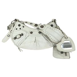 BALENCIAGA Le Cagole XS Bolsa de Ombro em Couro Branco Branco