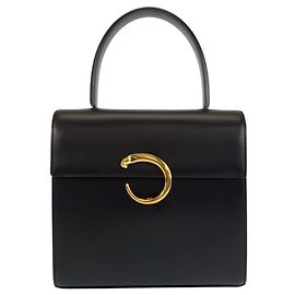 Cartier Panthère Black Leather Handbag Black