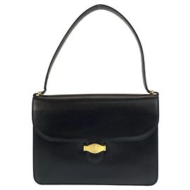 Borsa a spalla vintage in pelle nera Christian Dior Nero