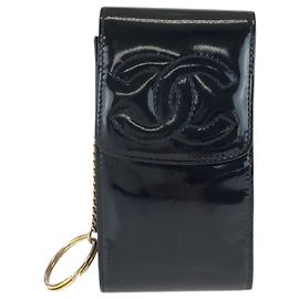 Chanel Black Enamel Cigarette Case Black