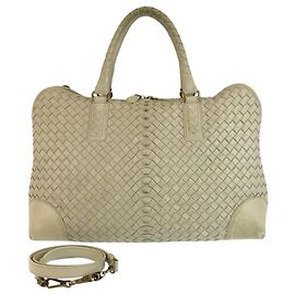 Bolsa de couro marfim Intrecciato da Bottega Veneta Cru
