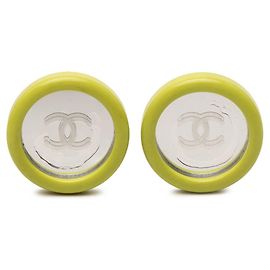 Brincos espelho Coco Mark da Chanel Dourado Verde