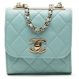 Sac à main matelassé Chanel Trendy CC Coco Mark Bleu clair