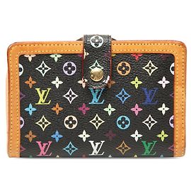 Louis Vuitton Monogram Multicolor Bi-fold Wallet Black Multiple colors