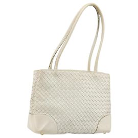 Bolsa Tote de couro Intrecciato Bottega Veneta branca e dourada Auth bs34623 Branco Dourado