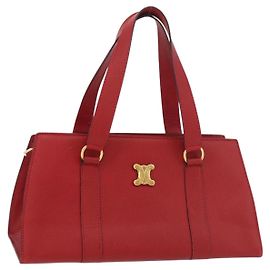 Céline Sac à main CELINE en cuir rouge doré Auth 176319 Rouge Doré
