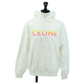 Céline Moletom de algodão branco Auth 174768A Branco