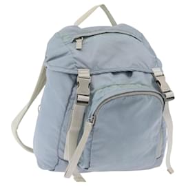 PRADA Backpack Nylon Light Blue Silver Auth 175701 Silvery Light blue