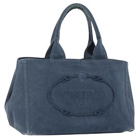 PRADA Canapa M Borsa a mano in tela blu navy oro Auth ep14222 D'oro Blu navy