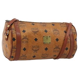 Bolsa de Ombro MCM Vicetos Logogram em Couro PVC Marrom Dourado Auth ka4095A Marrom Dourado