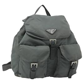 PRADA Backpack Nylon Gray Silver Auth bs34650 Brown Silvery