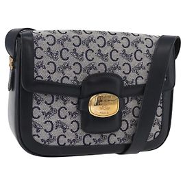Céline Borsa a Spalla Celine C Sulky in Tela Blu Navy e Oro Auth 176184A D'oro Blu navy
