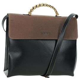LOEWE Velazquez Sac à main en cuir 2 en 1 Marron Or Noir Auth am11389V Marron Noir Doré