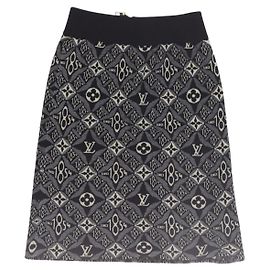 LOUIS VUITTON Pre Owned 1854 Print Knit Skirt Navy LV Auth 175993A Navy blue