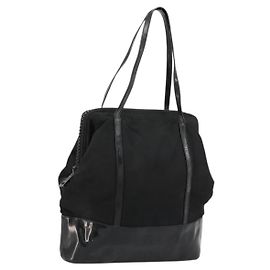 PRADA Sac à main en nylon noir argent Auth bs34484 Noir Argenté