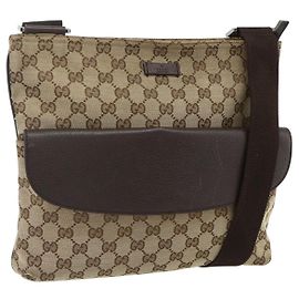 Bolsa de Ombro GG Canvas GUCCI Bege Marrom 256100 Auth ep14187 Marrom Bege