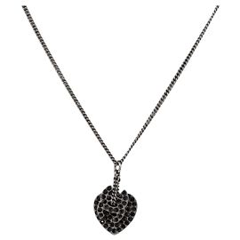 Collana in metallo CHANEL COCO Mark nera CC Auth 176078A Nero