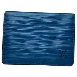 Vintage Louis Vuitton Epi Leather Card Holder Blue Blue