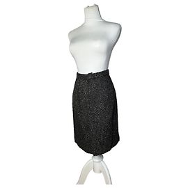 Falda de Lana Boucle Vintage BALENCIAGA Gris Carbón M Gris