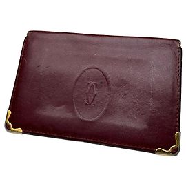 Vintage Cartier Card Holder Leather Bordeaux Dark red