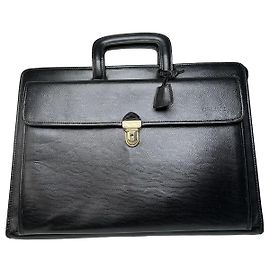 Céline Sac à documents vintage Celine en cuir texturé noir Noir