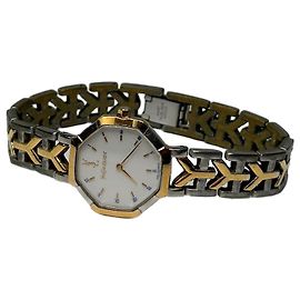 Vintage Yves Saint Laurent Two-Tone Quartz Watch Silver Gold Golden
