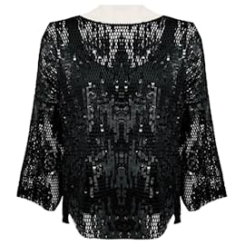 Akris Punto Black Sequined Mesh Top Black