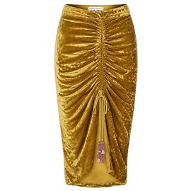 Rebecca Minkoff Samtrock in Gold mit Raffung Golden Senf