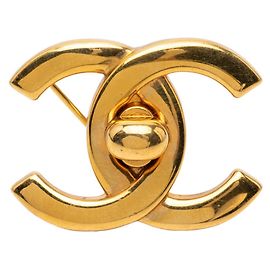 Broche Logo Turnlock Coco Mark de Chanel Doré